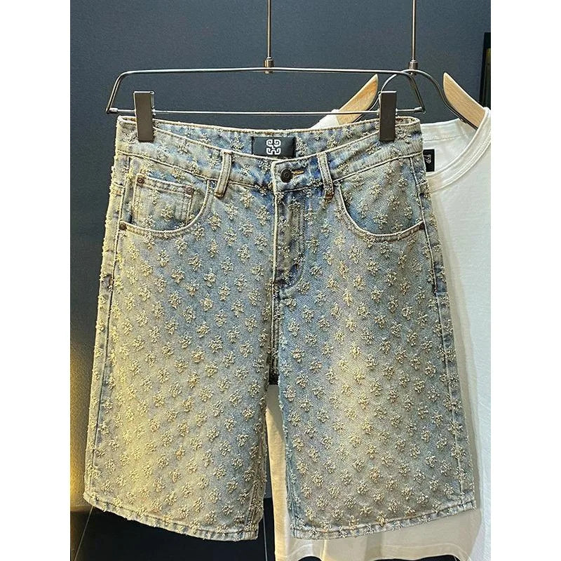 Retro Hip Denim Shorts for Men