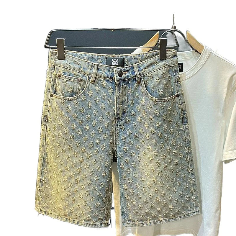 Retro Hip Denim Shorts for Men