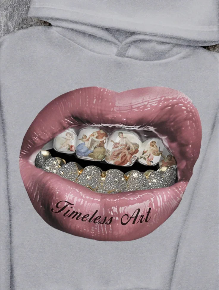 Retro Lip Print Hoodie