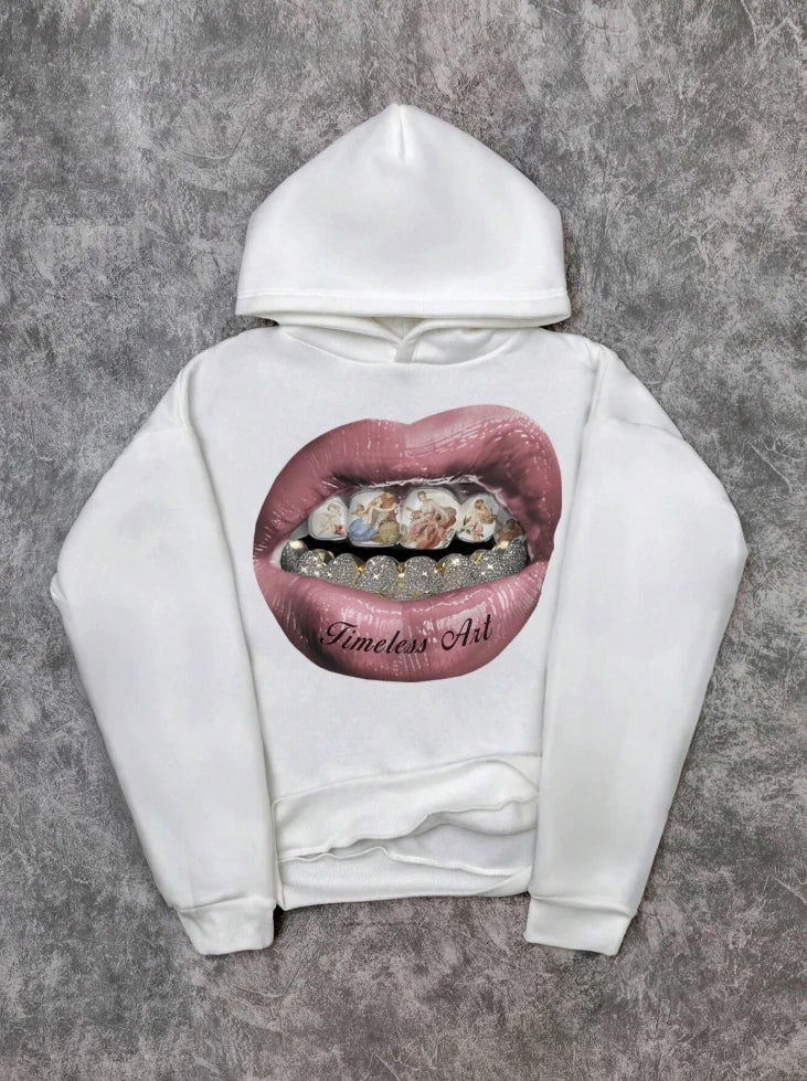 Retro Lip Print Hoodie