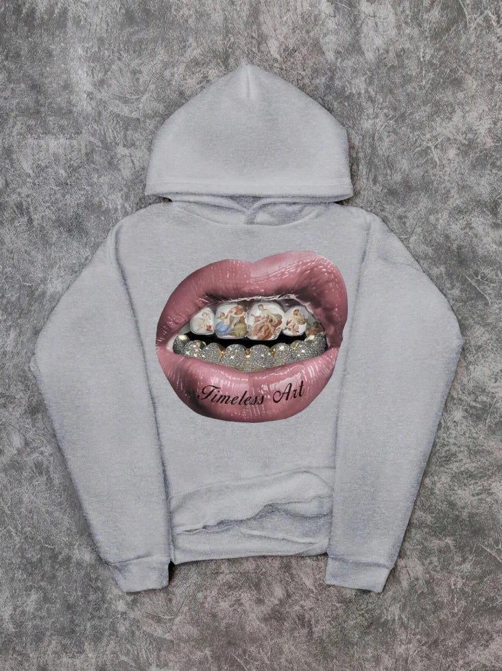Retro Lip Print Hoodie