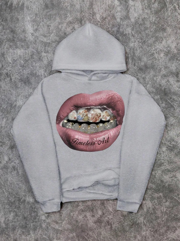 Retro Lip Print Hoodie